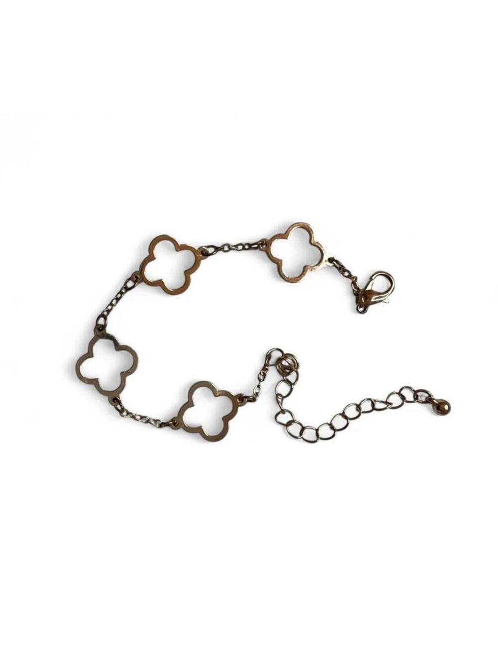 Dainty Gold-Tone Clover Bracelet